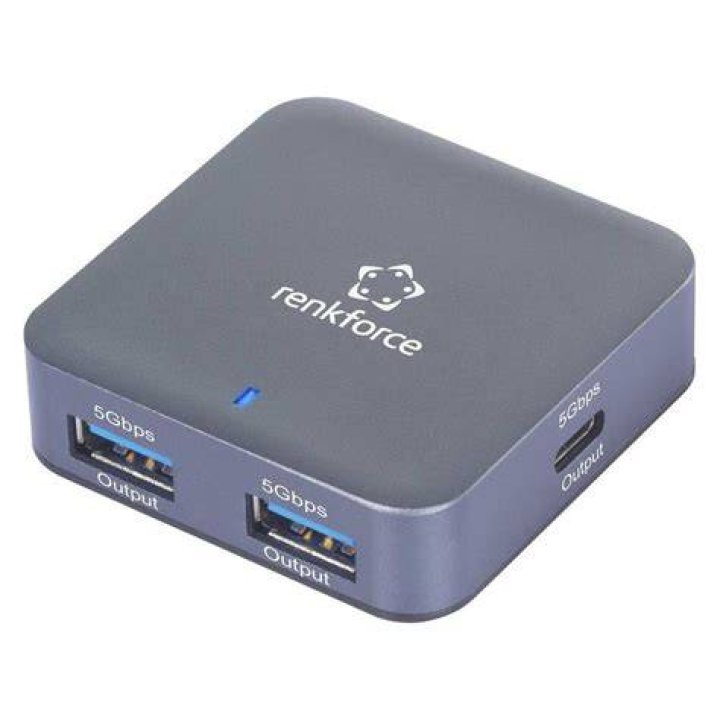 Renkforce 4 poorten USB 3.0hub Met snellaadpoort, Met statusLED's Zwart Conrad.nl