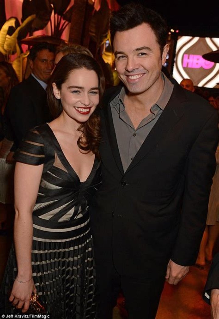 Seth MacFarlane and Emilia Clarke during HBO's official Emmy After-Party at The Plaza at the Pacific Design Center on September 23, 2012 in Los Angeles, California. | Source: Getty Images